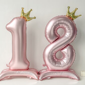 40 colių rožinės mėlynos karūnėlės numerio folijos balionai gimtadienio vakarėliui Vestuvių Kalėdų puošmena Skaitmeninis balionas vaikams Kūdikių dušo oro gaubtai