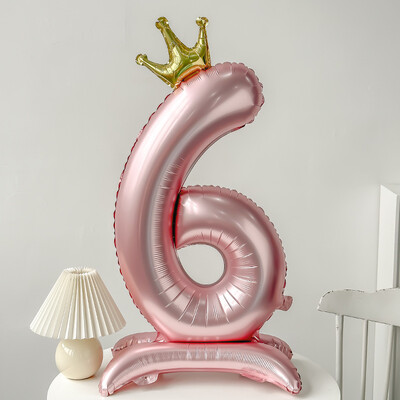 40 colių rožinės mėlynos karūnėlės numerio folijos balionai gimtadienio vakarėliui Vestuvių Kalėdų puošmena Skaitmeninis balionas vaikams Kūdikių dušo oro gaubtai