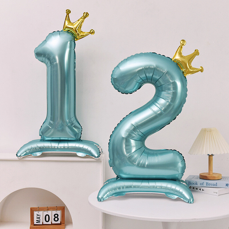 40 colių rožinės mėlynos karūnėlės numerio folijos balionai gimtadienio vakarėliui Vestuvių Kalėdų puošmena Skaitmeninis balionas vaikams Kūdikių dušo oro gaubtai