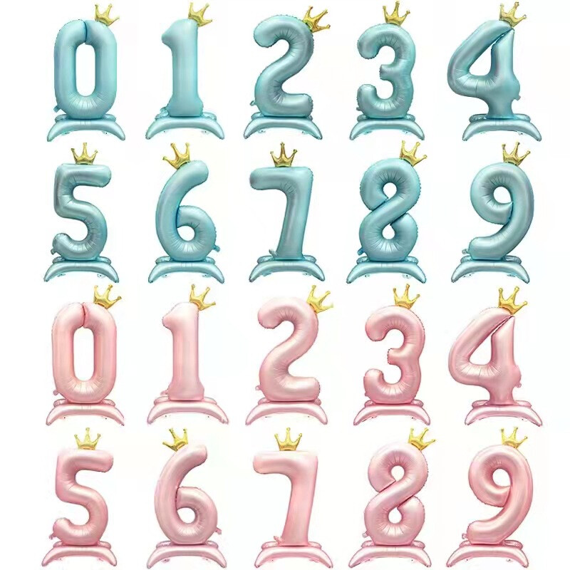 40 colių rožinės mėlynos karūnėlės numerio folijos balionai gimtadienio vakarėliui Vestuvių Kalėdų puošmena Skaitmeninis balionas vaikams Kūdikių dušo oro gaubtai