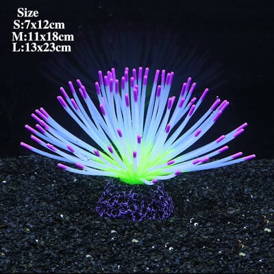 Umelá silikónová guľa s morským ježkom, fluorescenčný efekt, dekorácia, akvárium, podvodný svet, akvárium, krajina, ozdoba