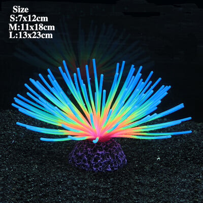 Umelá silikónová guľa s morským ježkom, fluorescenčný efekt, dekorácia, akvárium, podvodný svet, akvárium, krajina, ozdoba