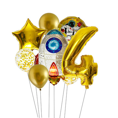Vesmírny balón 0-9, sada s číslom, astronaut, raketa, fóliové balóny, glóbusy pre chlapcov, deti, galaxiu, narodeninovú párty, dekorácie...