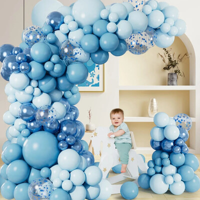 Zilā balona vītnes arkas komplekts Daudz laimes dzimšanas dienas ballīšu rotājumi Konfeti baloni Bērnu duša Balons Kāzu dekors Globos
