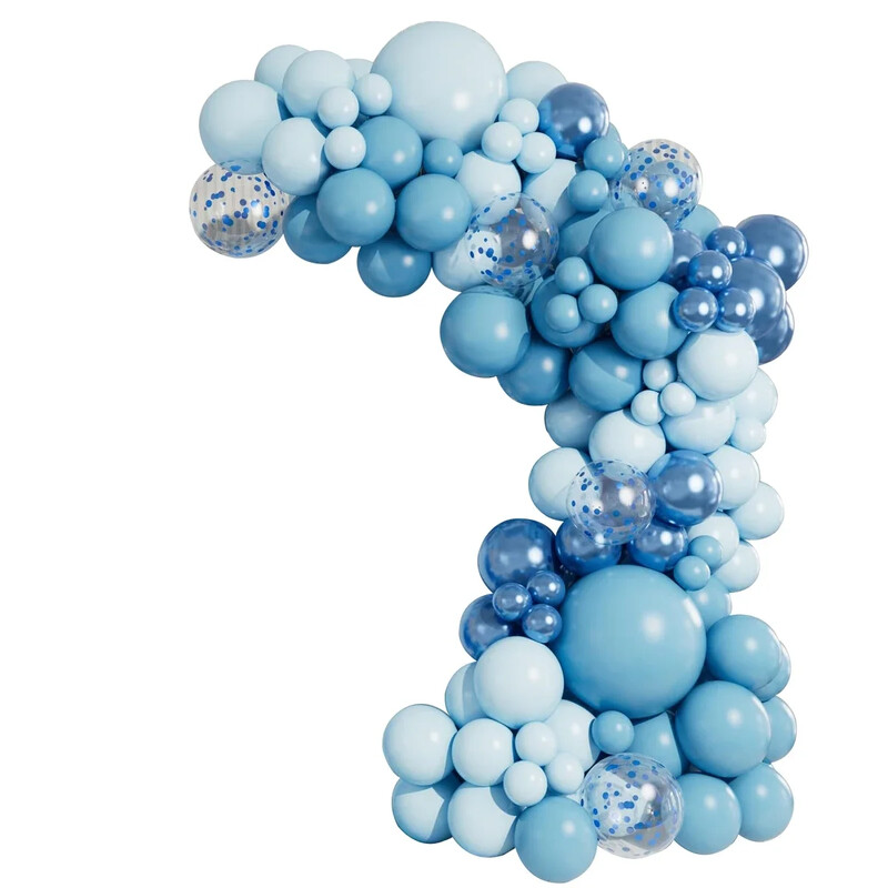 Kék léggömb füzérív készlet Boldog születésnapi parti dekoráció konfetti lufi babazuhany ballon esküvői dekor gömbök