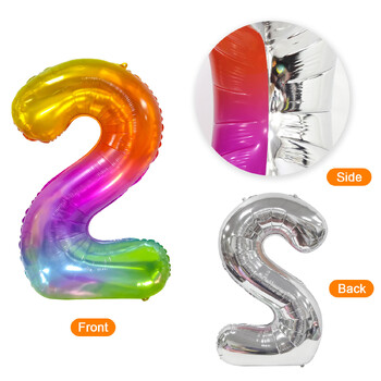 40 ιντσών Rainbow Digital Balloon rainbow Birthday Big Numbers 1 2 3 4 5 6 7 8 μπαλόνι διακόσμησης πάρτι 9 ετών χονδρική