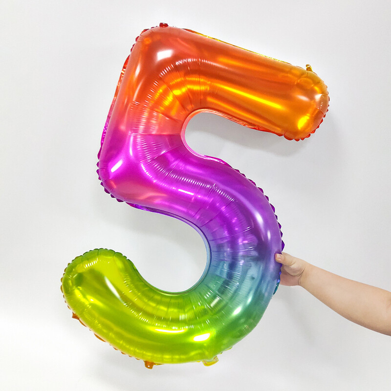 40-palcový dúhový digitálny balón s dúhovými narodeninami, veľkými číslami 1 2 3 4 5 6 7 8 9 rokov, veľkoobchodná dekorácia balónov na párty