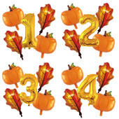 Balon od bundeve od 5 komada s kompletom balona s brojevima od 32" za prvi rođendan, jesenski ukrasi za Dan zahvalnosti Baloni od folije od javorovog lišća od bundeve