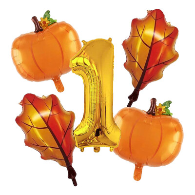 Balon od bundeve od 5 komada s kompletom balona s brojevima od 32" za prvi rođendan, jesenski ukrasi za Dan zahvalnosti Baloni od folije od javorovog lišća od bundeve