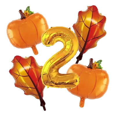 Balon od bundeve od 5 komada s kompletom balona s brojevima od 32" za prvi rođendan, jesenski ukrasi za Dan zahvalnosti Baloni od folije od javorovog lišća od bundeve