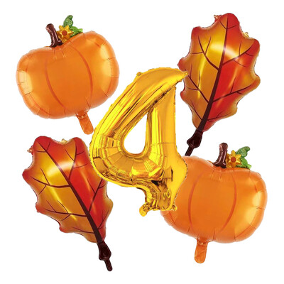 Balon od bundeve od 5 komada s kompletom balona s brojevima od 32" za prvi rođendan, jesenski ukrasi za Dan zahvalnosti Baloni od folije od javorovog lišća od bundeve