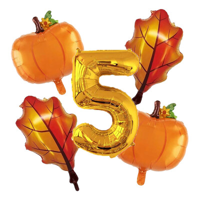Balon od bundeve od 5 komada s kompletom balona s brojevima od 32" za prvi rođendan, jesenski ukrasi za Dan zahvalnosti Baloni od folije od javorovog lišća od bundeve