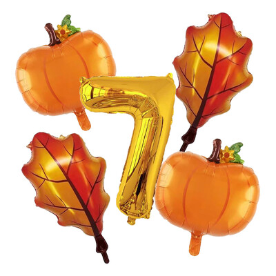 Balon od bundeve od 5 komada s kompletom balona s brojevima od 32" za prvi rođendan, jesenski ukrasi za Dan zahvalnosti Baloni od folije od javorovog lišća od bundeve