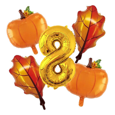 Balon od bundeve od 5 komada s kompletom balona s brojevima od 32" za prvi rođendan, jesenski ukrasi za Dan zahvalnosti Baloni od folije od javorovog lišća od bundeve