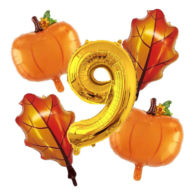 Balon od bundeve od 5 komada s kompletom balona s brojevima od 32" za prvi rođendan, jesenski ukrasi za Dan zahvalnosti Baloni od folije od javorovog lišća od bundeve