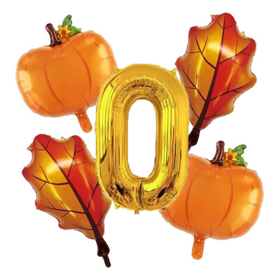 Balon od bundeve od 5 komada s kompletom balona s brojevima od 32" za prvi rođendan, jesenski ukrasi za Dan zahvalnosti Baloni od folije od javorovog lišća od bundeve