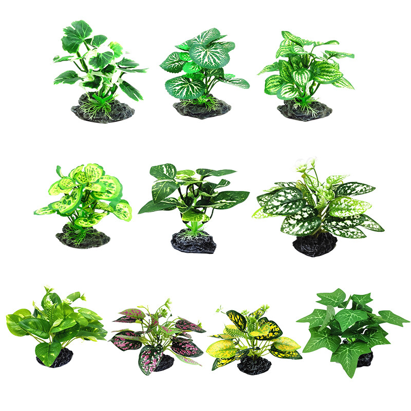 1 vnt tikroviški dirbtiniai vandens augalai terariumo dekoravimui Šilko dirbtinė žalia tikroviška žuvų bako dekoravimui, papuošalas vėžliukui