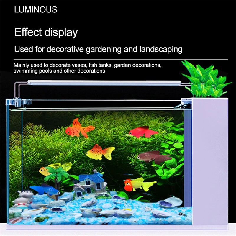 Akváriumi mesterséges világító hal valósághű mozgó, színes aranyhal szilikon hamis hal úszó, sötét haldíszben világít