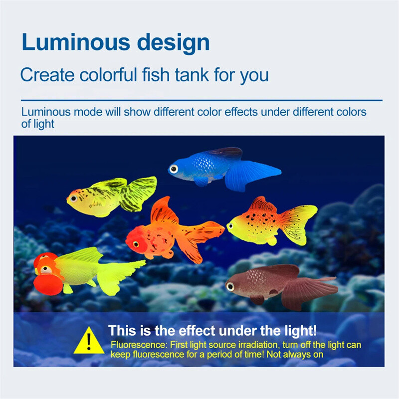 Akváriumi mesterséges világító hal valósághű mozgó, színes aranyhal szilikon hamis hal úszó, sötét haldíszben világít