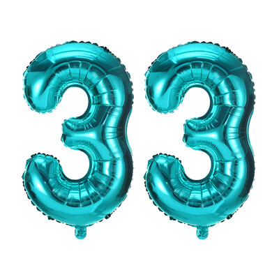 2 ks 32-palcové modré fóliové balóny s číslom, veľké tyrkysové digitálne balóny, narodeninové dekorácie 11, 16, 30, 40, 50, 60