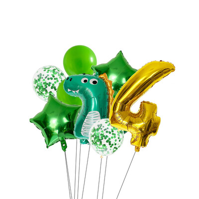Dinozaurų balionų rinkinys 32 colių numerio folijos balionas žalias lateksinis konfeti gaublys berniukams vaikams Dino tema Gimtadienio vakarėlio dekoravimas