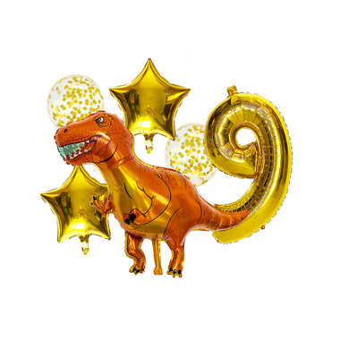 Dinozaurų balionų rinkinys 32 colių numerio folijos balionas žalias lateksinis konfeti gaublys berniukams vaikams Dino tema Gimtadienio vakarėlio dekoravimas