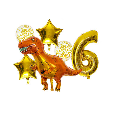 Dinozaurų balionų rinkinys 32 colių numerio folijos balionas žalias lateksinis konfeti gaublys berniukams vaikams Dino tema Gimtadienio vakarėlio dekoravimas