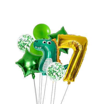 Dinozaurų balionų rinkinys 32 colių numerio folijos balionas žalias lateksinis konfeti gaublys berniukams vaikams Dino tema Gimtadienio vakarėlio dekoravimas