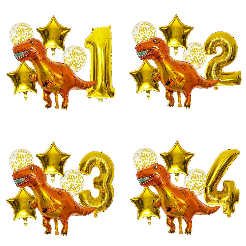 Dinozaurų balionų rinkinys 32 colių numerio folijos balionas žalias lateksinis konfeti gaublys berniukams vaikams Dino tema Gimtadienio vakarėlio dekoravimas