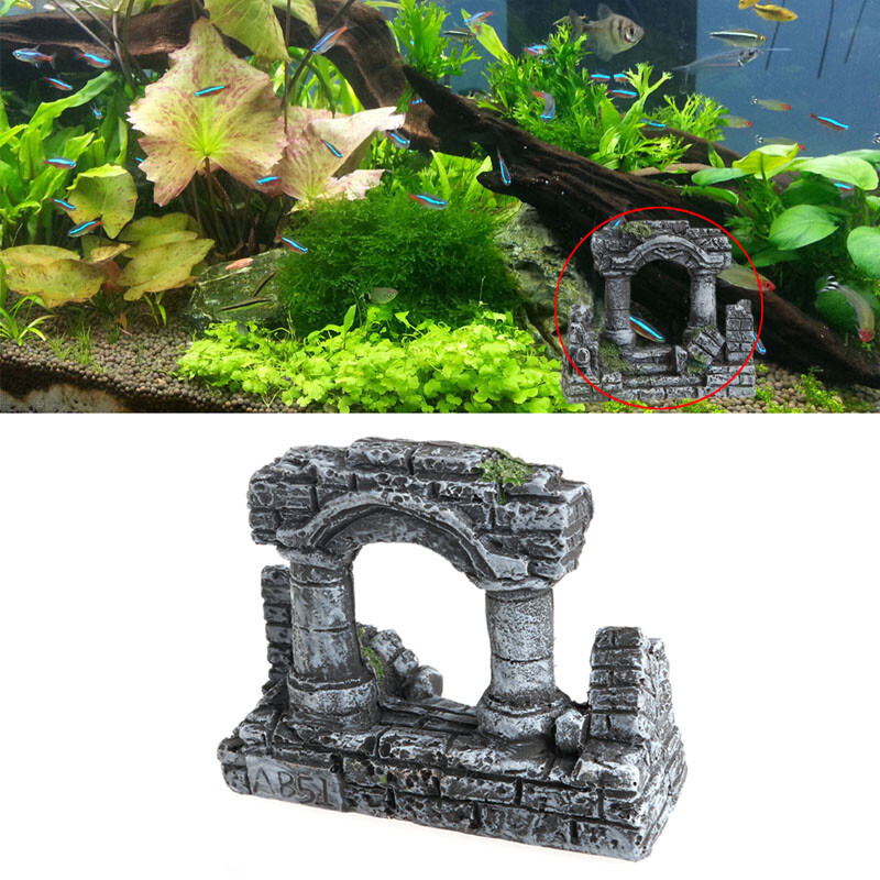 Akvárium dekoráció gyanta Róma tér kőoszlopok Akvárium tereprendezés akvárium Dísz dekoráció Tájkép dekoratív