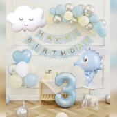 48vnt Mėlyna pirmojo gimtadienio puošmena Berniukas Kūdikis 1–9-ojo gimtadienio vestuvių vakarėliui reikmenys Balionai Dušas Renginys Šventinis namų sodas