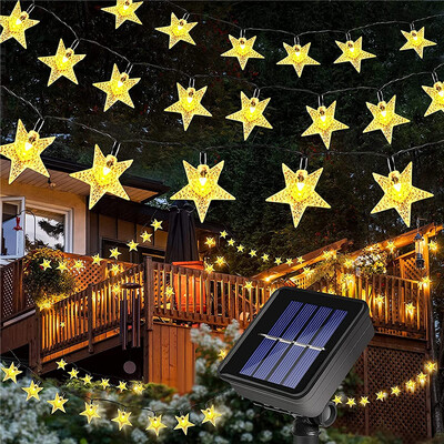 Solar Star String Lights 100LED 8 režiimiga õues Twinkle Fairy Lights Veekindlad Star Twinkle Lights muru aedade siseõuele