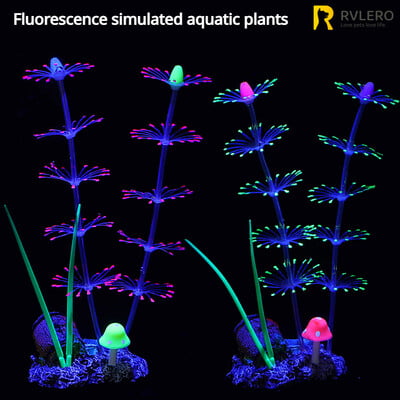 Simulácia vodných rastlín Fluorescenčný silikónový vodný trávnik Akvárium Krajina Akvárium Dekorácia Koralové Krajinárske Dekorácie Domov