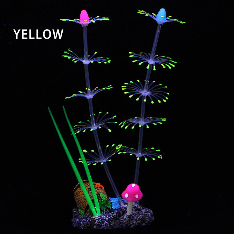 Simulácia vodných rastlín Fluorescenčný silikónový vodný trávnik Akvárium Krajina Akvárium Dekorácia Koralové Krajinárske Dekorácie Domov