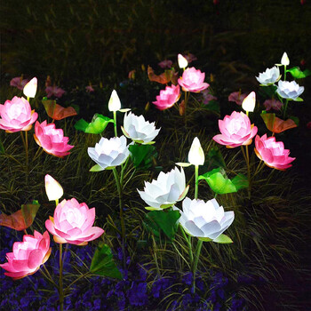 Solar Waterproof Lotus Flower Lights Ηλιακός διακοσμητικός φωτισμός εξωτερικού χώρου για διακόσμηση κήπου, βεράντας, αυλής