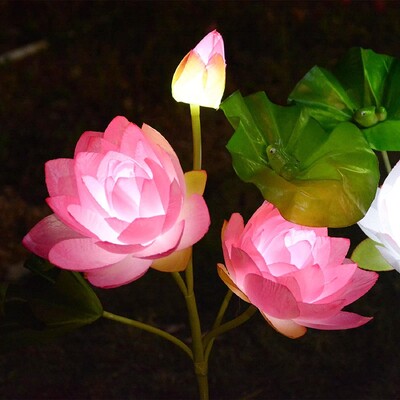 Saulės vandeniui atsparūs Lotoso gėlių šviestuvai lauko saulės dekoratyvinis apšvietimas sodui, terasai, kiemo dekoravimui