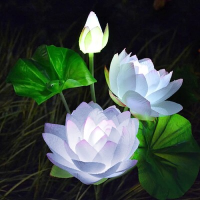 Saulės vandeniui atsparūs Lotoso gėlių šviestuvai lauko saulės dekoratyvinis apšvietimas sodui, terasai, kiemo dekoravimui