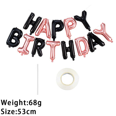 13 buc. Baloane La mulți ani Decorație pentru petrecere, auriu, negru, albastru, baloane din folie cu litere, set de baloane pentru băieți