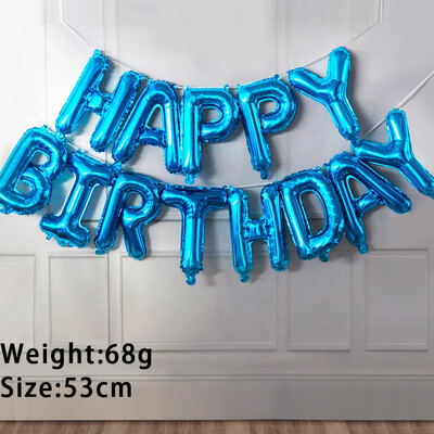 13 buc. Baloane La mulți ani Decorație pentru petrecere, auriu, negru, albastru, baloane din folie cu litere, set de baloane pentru băieți