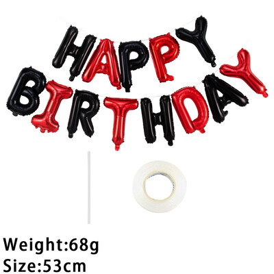 13 buc. Baloane La mulți ani Decorație pentru petrecere, auriu, negru, albastru, baloane din folie cu litere, set de baloane pentru băieți