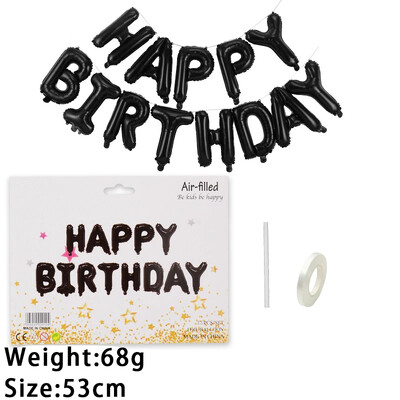 13 buc. Baloane La mulți ani Decorație pentru petrecere, auriu, negru, albastru, baloane din folie cu litere, set de baloane pentru băieți