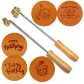 Kalup za brendiranje torte Sretan rođendan Metalni željezni pečat 3 cm Mjedena reljefna glava pečata s drvenom ručkom Pekarski kuhinjski alati za pečenje