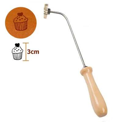 Kalup za brendiranje torte Sretan rođendan Metalni željezni pečat 3 cm Mjedena reljefna glava pečata s drvenom ručkom Pekarski kuhinjski alati za pečenje