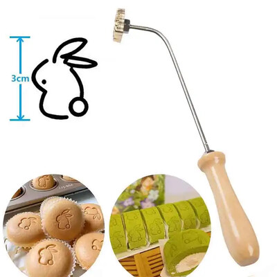 Kalup za brendiranje torte Sretan rođendan Metalni željezni pečat 3 cm Mjedena reljefna glava pečata s drvenom ručkom Pekarski kuhinjski alati za pečenje