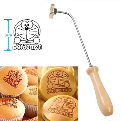 Kalup za brendiranje torte Sretan rođendan Metalni željezni pečat 3 cm Mjedena reljefna glava pečata s drvenom ručkom Pekarski kuhinjski alati za pečenje