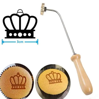 Kalup za brendiranje torte Sretan rođendan Metalni željezni pečat 3 cm Mjedena reljefna glava pečata s drvenom ručkom Pekarski kuhinjski alati za pečenje