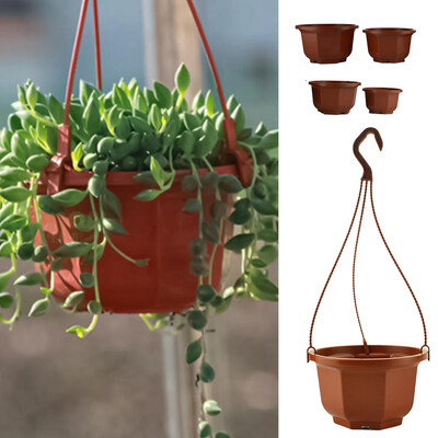 Jardinieră din plastic, octogonal, coș suspendat pentru plante, ghiveci, suport pentru umeraș, decorare de perete pentru curte, grădină, balcon, jardiniere