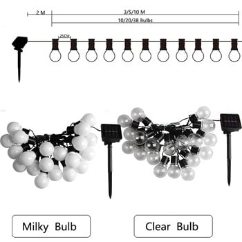 5/7/12M Solar Led Globe Fairy String Lights Χριστουγεννιάτικη γιρλάντα Street Wedding Bulb Lamps Outdoor for Party Holiday Garden Patio