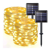 8 Λειτουργίες Ηλιακά Χάλκινα Φωτάκια χορδών Γιρλάντα Εξωτερικού Κήπου Αδιάβροχα Φωτάκια Νεράιδας Χριστουγεννιάτικη διακόσμηση γάμου