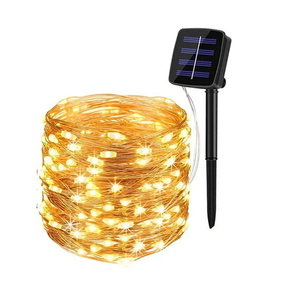 8 Λειτουργίες Ηλιακά Χάλκινα Φωτάκια χορδών Γιρλάντα Εξωτερικού Κήπου Αδιάβροχα Φωτάκια Νεράιδας Χριστουγεννιάτικη διακόσμηση γάμου